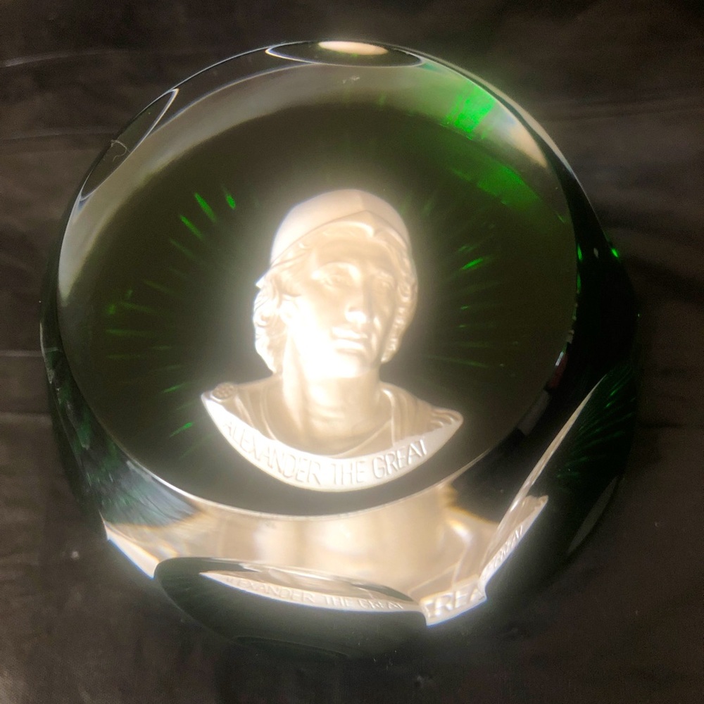 Alexander the Great lead crystal Baccarat paperweight in mint condition